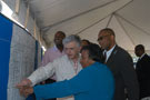 Jamaica &ndash; February 2010 Ambassador Marco Mazzocchi Alemanni examines the plan for the Lucea Family Courthouse along with Minister of Justice Dorothy Lightbourne. The construction of the courthouse is being funded by the European Union