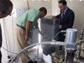 Jamaica &ndash; February 2010 Minister of Agriculture and Fisheries, Dr. Christopher Tufton and Head of Rural Development at the EU Delegation in Jamaica examine new equipment at the Bodles Research Centre funded under the EU Banana Support Programme