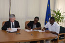Jamaica &ndash; June 2010 Members of the Newlands Community Based Organisation in St. Catherine sign copies of their grant contract along with Head of the Delegation of the European Union, Ambassador Marco Mazzocchi Alemanni. The grant contract was one of seven issued to community groups in volatile areas under the Poverty Reduction Programme II."