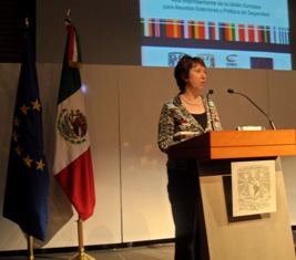 Mrs. Catherine Ashton, High Representative of the European Union for Foreign Affairs and Security Policy speaks at UNAM.