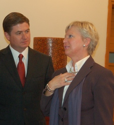 Ambassador Marie Anne Coninsx meets with the Governor of the State of Nuevo León.