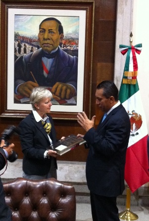 Marie Anne Coninsx, Ambassador of the EU to Mexico, together with the EU Member States' Ambassadors met with Mr. Francisco Blake Mora, Minister of the Interior.