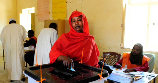 A woman casting her vote for the first time in 24 years, Khartoum