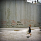 Jerusalem - Retreat from the Gaza strip, August 2005 - A young boy in front of the wall which separates the Israeli and the Palestinian territories