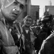 Policemen from the special unit of the Karrada neighbourhood inside their base before going out on patrol.