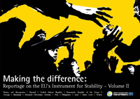 Black faces and hands on yellow