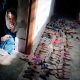 An Afghan refugee girl in a NGO-run school near the refugee camp where she lives. In the Taliban Afghanistan schooling for girls was forbidden and in Pakistan refugees do not have access to education.
