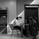 Duma registration centre for Iraqi refugees, a UNICEF staff member with Iraqi children.