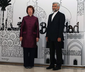 Iran nuclear talks: Catherine Ashton who led the talks for the International community, with her Iranian counterpart Saeed Jalili, Baghdad 23 May 2012