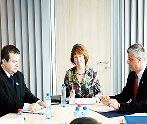 Catherine Ashton chaired a series of talks with Serb Prime Minister Ivica Dačić and Kosovo Prime Minister Hashim Tha&ccedil;i that eventually led to a landmark agreement on 19 April 2013