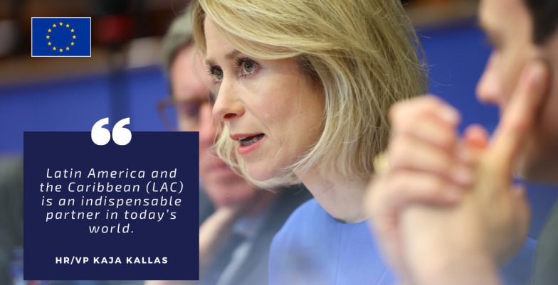 EU HR/VP Kaja Kallas speaking at the Euro-Latin American Parliamentary Assembly DLAT meeting