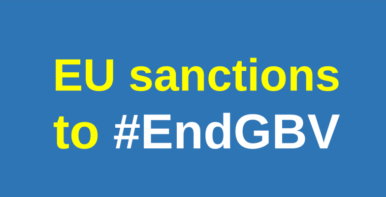 Visual with text: EU Sanctions to end #GBV