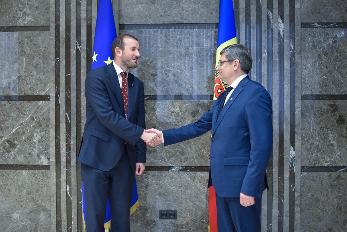 EU Commissioner Virginijus Sinkevičius with Speaker of Moldovan Parliament Grosu