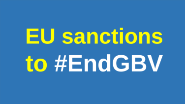 Visual with text: EU Sanctions to end #GBV