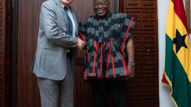 HRVP Borrell shaking hands with Ghana's President Nana Akufo-Addo