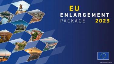 Banner showing the main buildings of the capital city of the countries included in the Enlargement package 2023