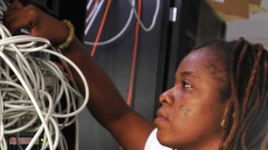 Woman works on wiring