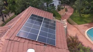 House with solar panel view from above