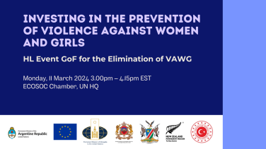 CSW68 Event on Investing in Prevention of Violence against Women & Girls