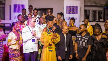 EU Ambassador, Deputy Ambassador and Goodwill Ambassador pose for picture with Ghanaian models.