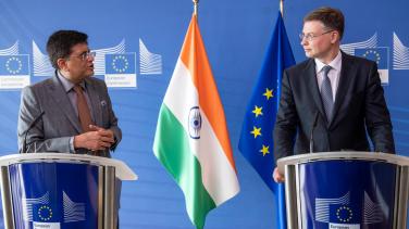 European Commission Executive Vice-President Valdis Dombrovskis and Indian Commerce Minister Piush Goyal formally relaunched EU-India negotiations on FTA