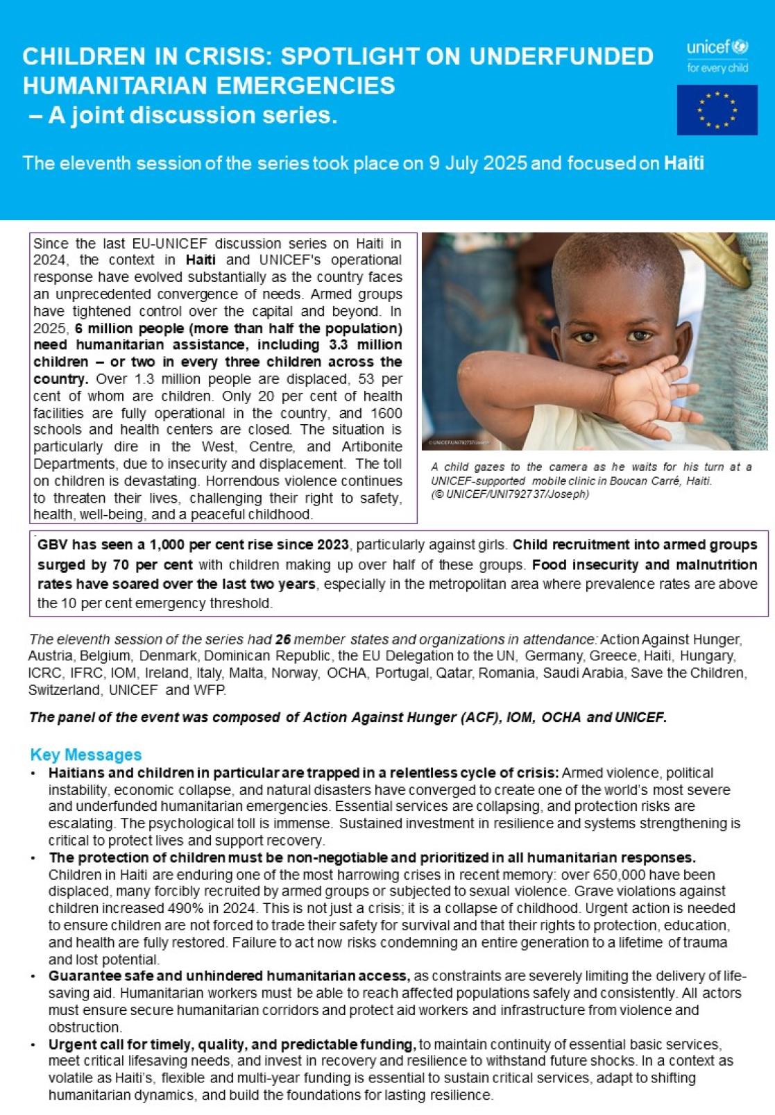EU-UNICEF Key Messages on Haiti