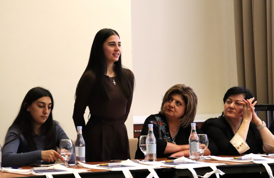 Young people speaking during a civil society talk in Jermuk