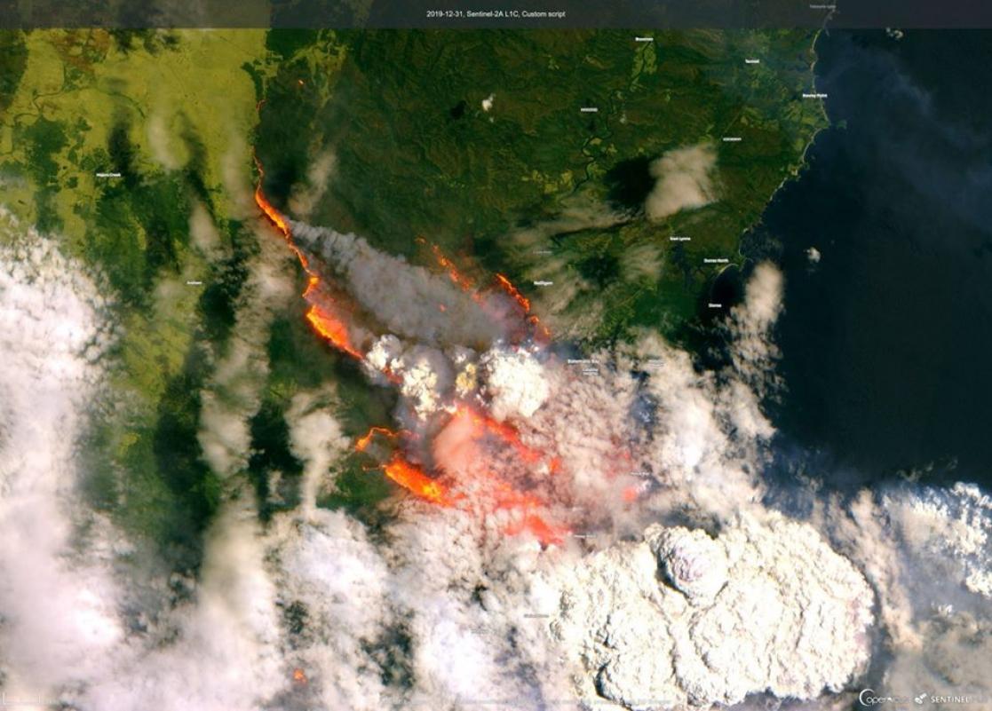 Satellite image of a fire