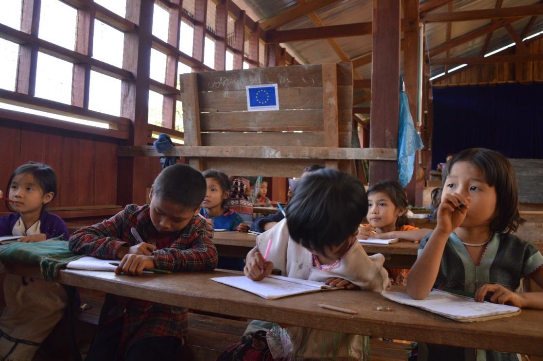 Picture of a children in a school funded by EU project