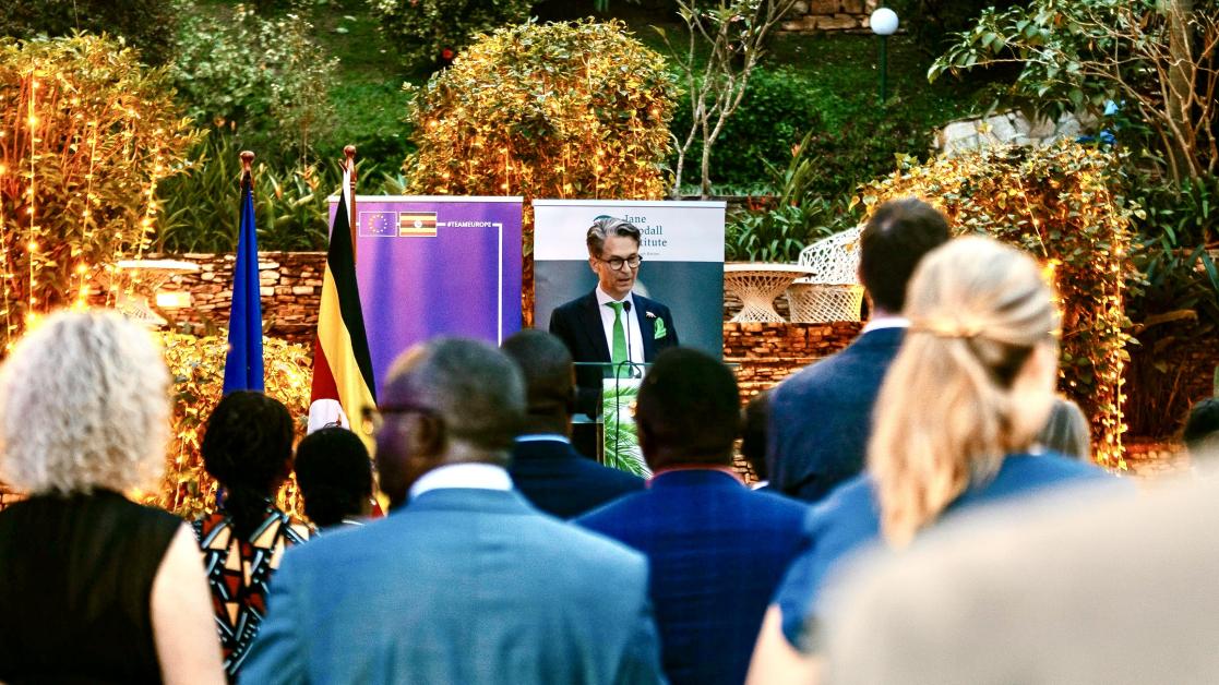 EU Ambassador Sadek addressing guests at the Goodall reception