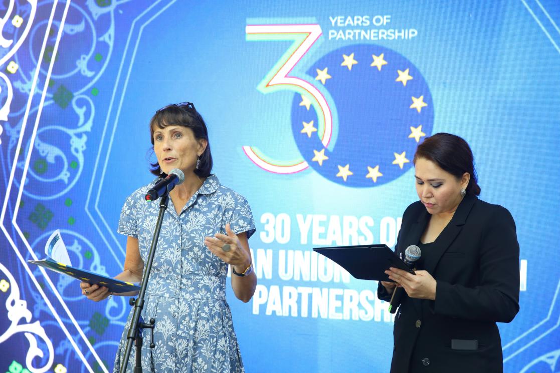 Her Excellency Charlotte Adriaen, Ambassador of the European Union to Uzbekistan, during the inaugur