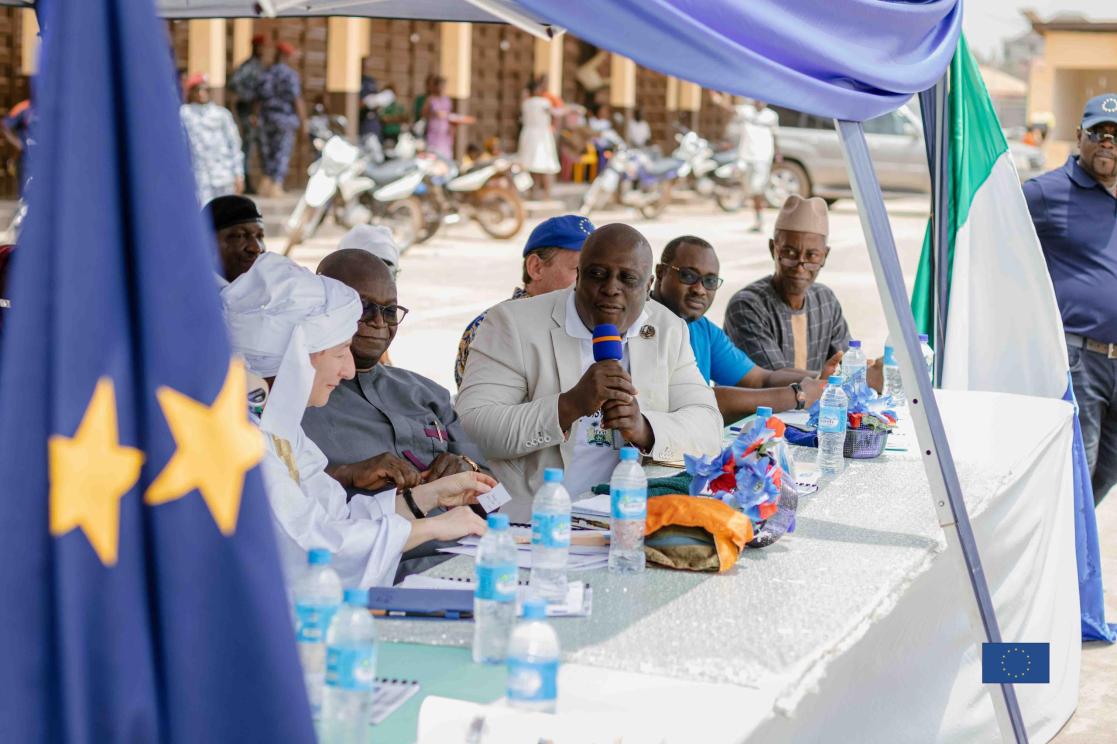 Chairman of the Kambia District Council,  Mohamed Mansaray, welcoming EU, Government and other officials in Kambia