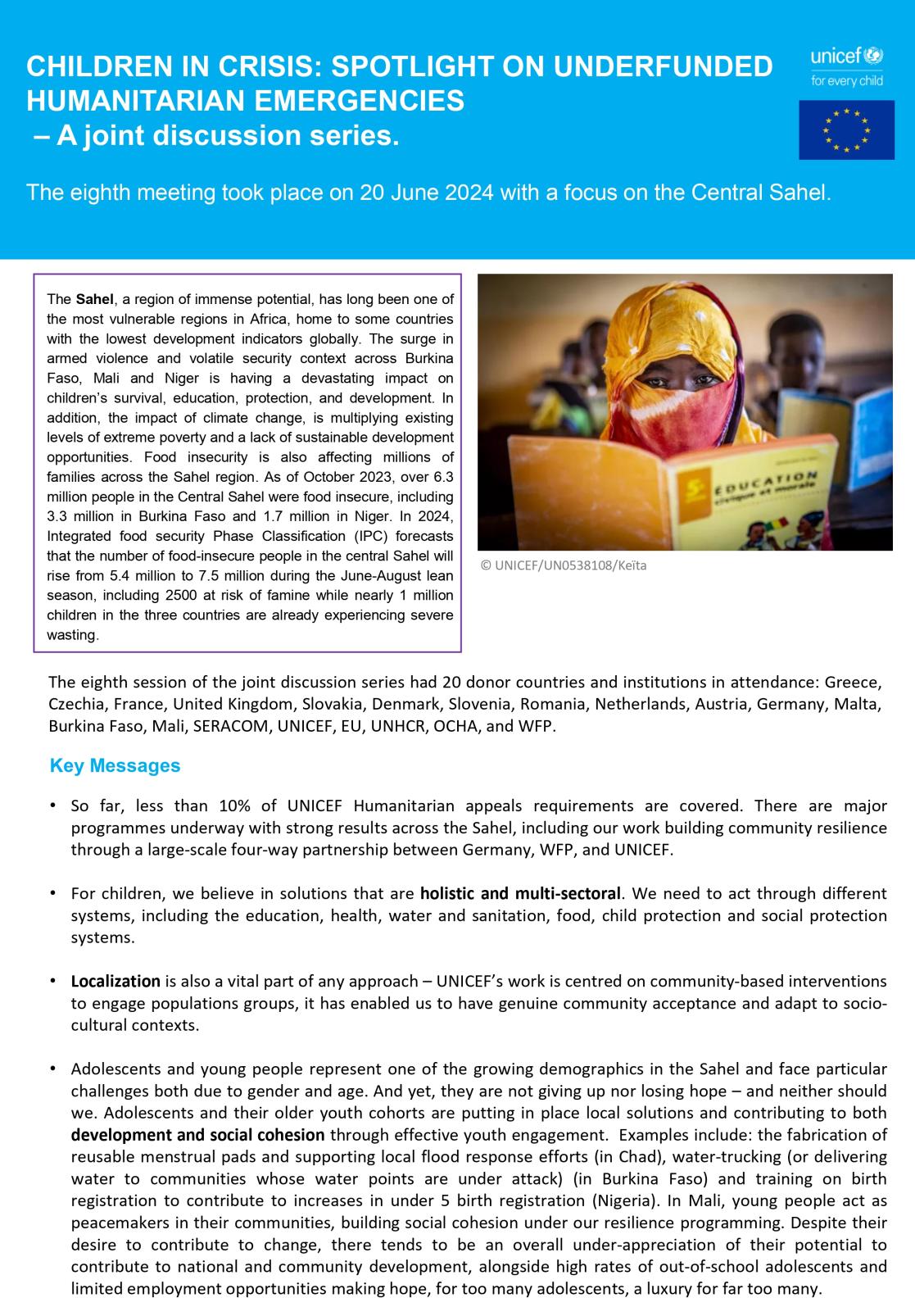 EU-UNICEF Key messages on the Central Sahel