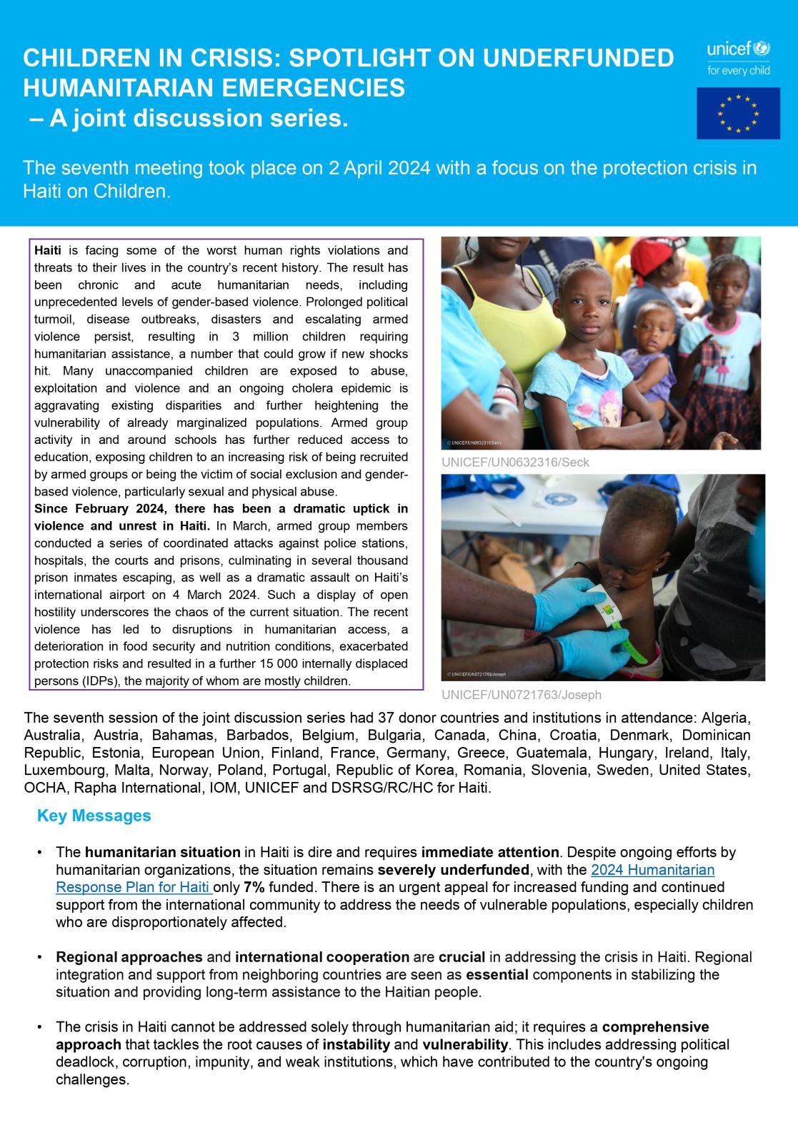 Key Messages on EU-UNICEF Haiti