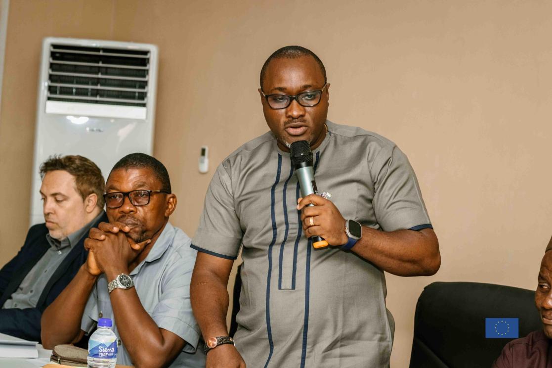 Cooperation Programme Manager, Julius I.K Foday addressing the audience at the inauguration event 