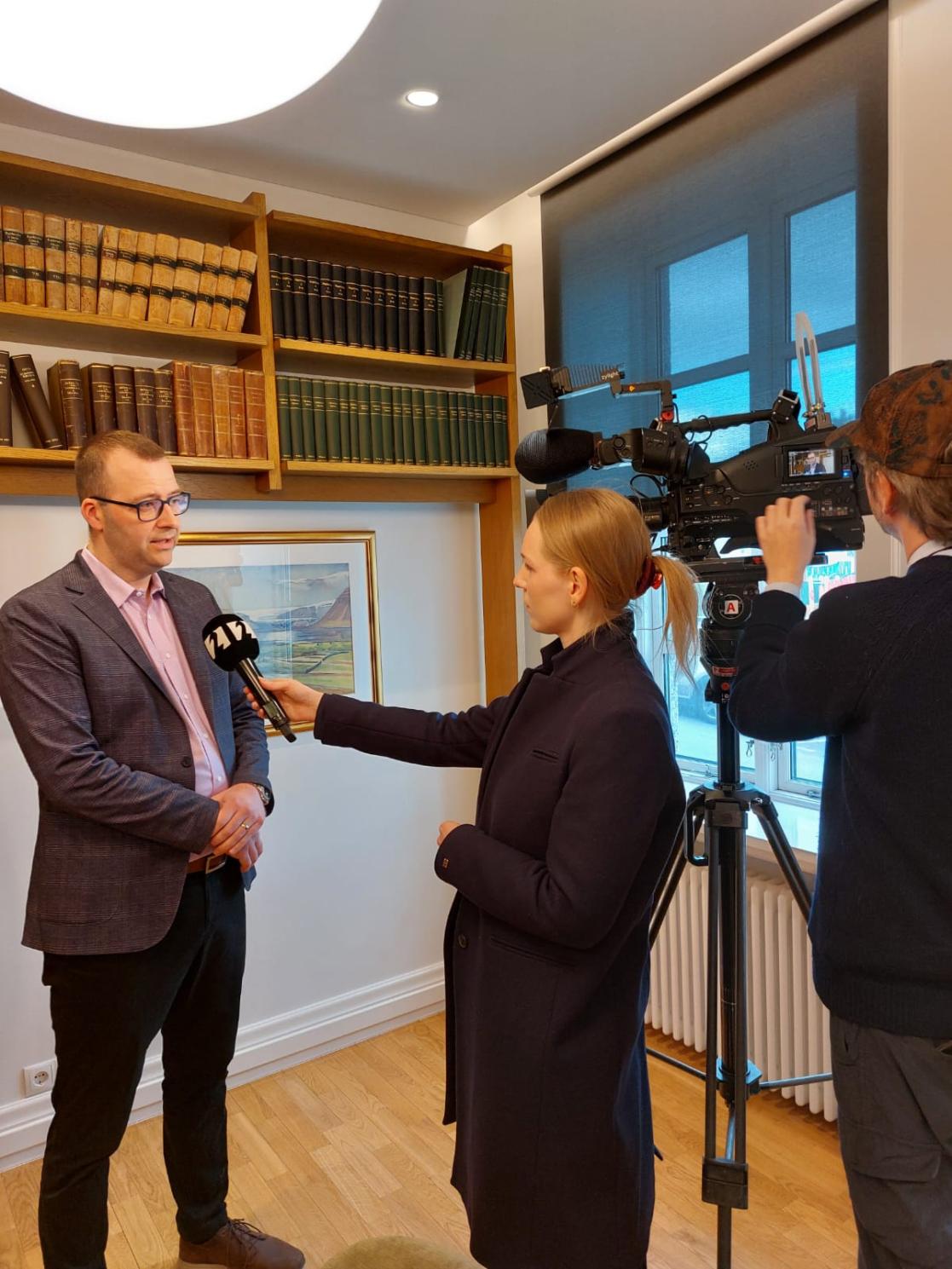 CEO of Byggðastofnun, Arnar Már Elíasson, being interviewed
