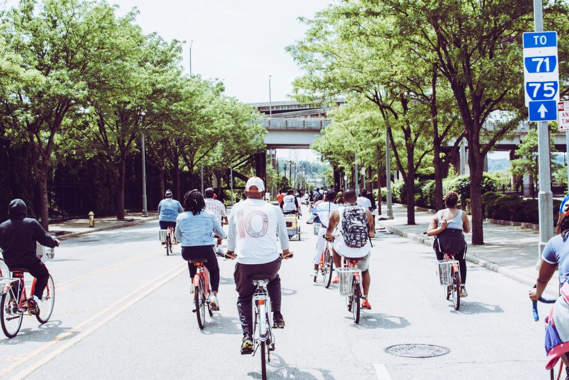 Group of people riding bikes