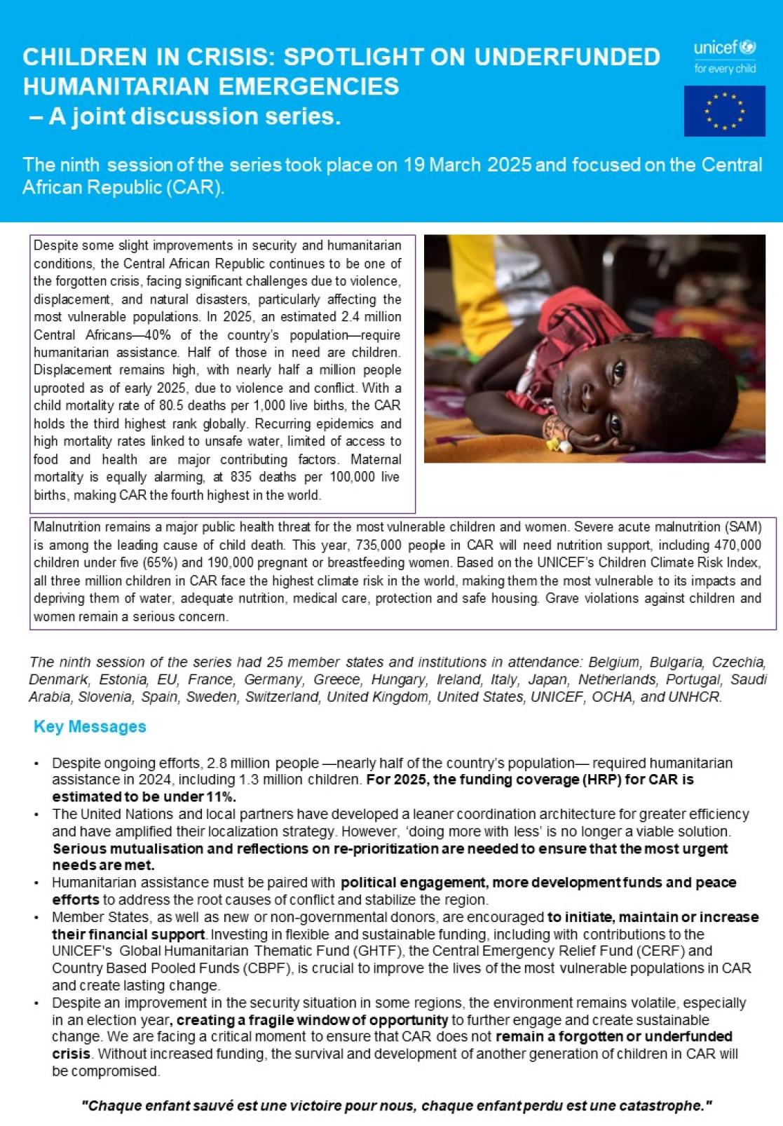 EU-UNICEF Key messages on Central African Republic