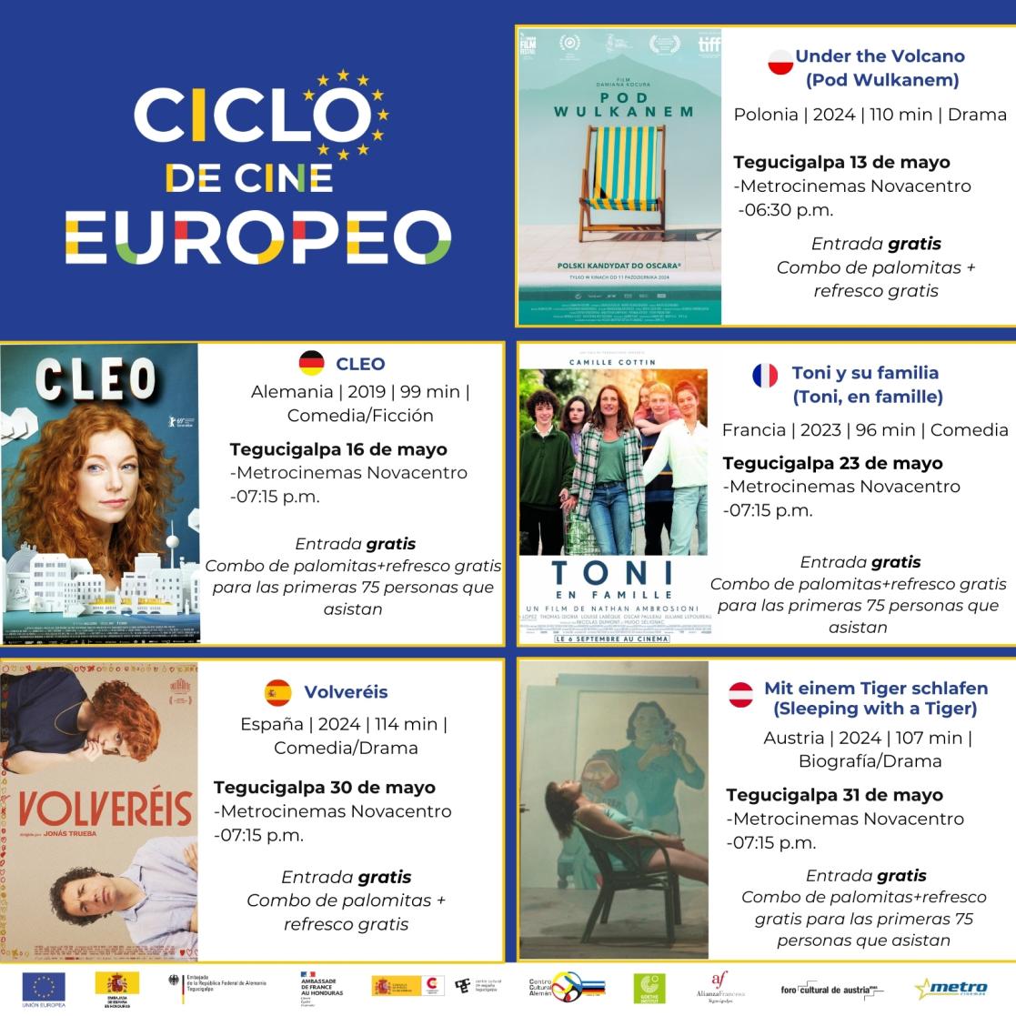 Programacion Ciclo de Cine Europeo2025 en Tegucigalpa