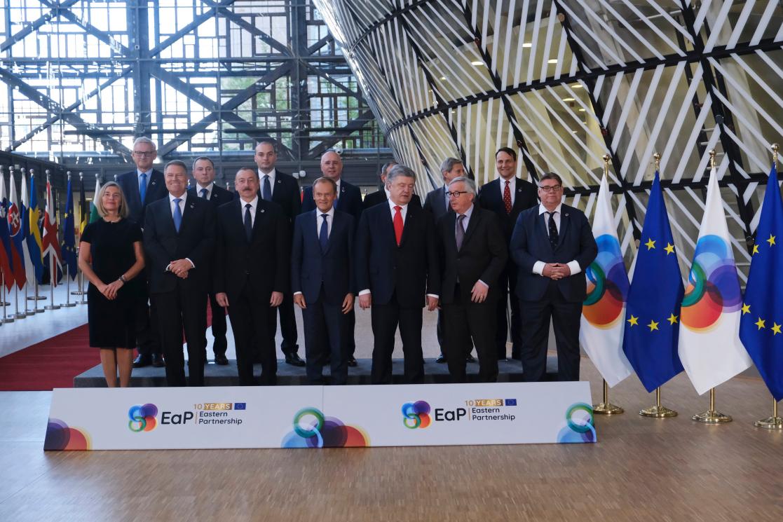 Brussels, Belgium. 13th May 2019.Leaders of the EU and Eastern Partnership group pose for the photograph during the 10th EU-Eastern Partnership council meeting.