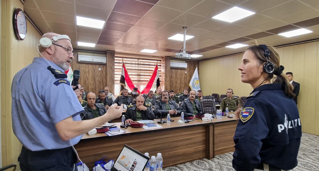 Annemarie and colleague Donal O’Driscoll during a public order policing workshop in Baghdad, Iraq