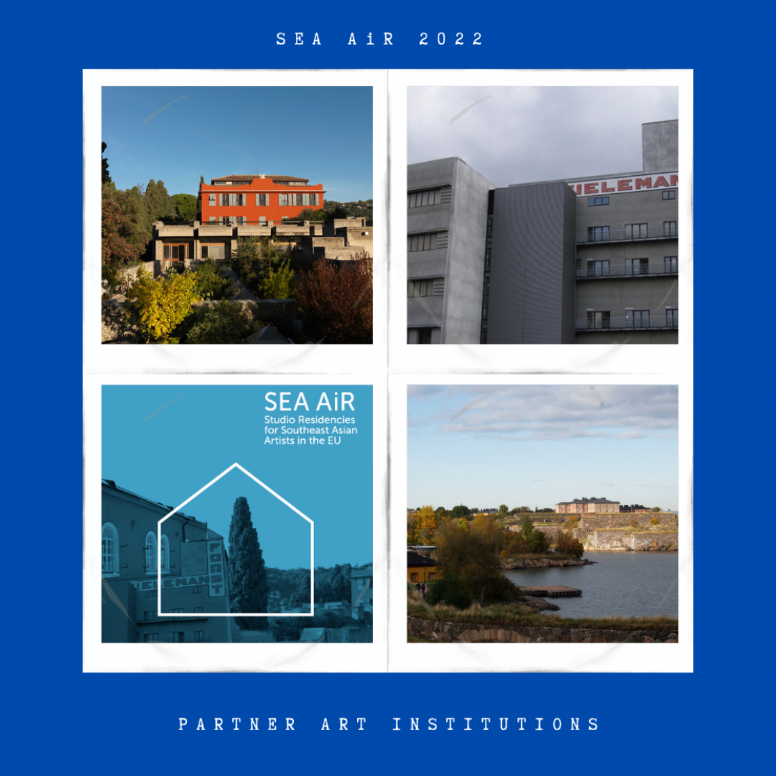 Collage of four buildings photos with the title Sea Air 2022