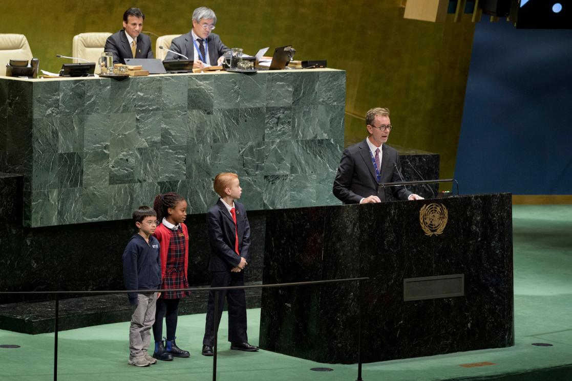 Person speaking at the UN