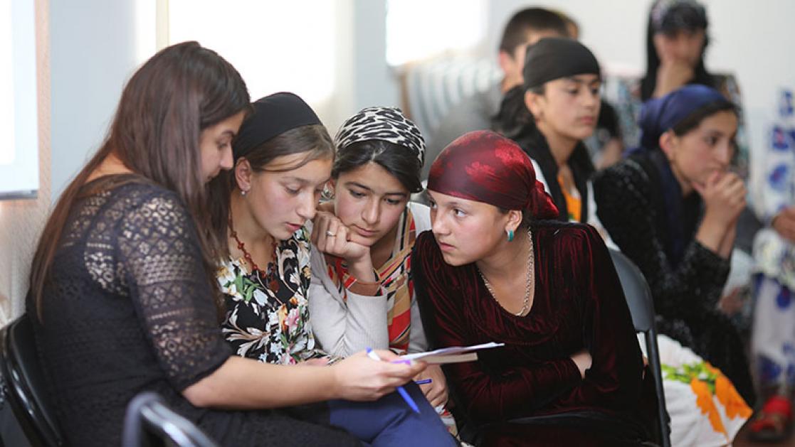 Group of girls studying