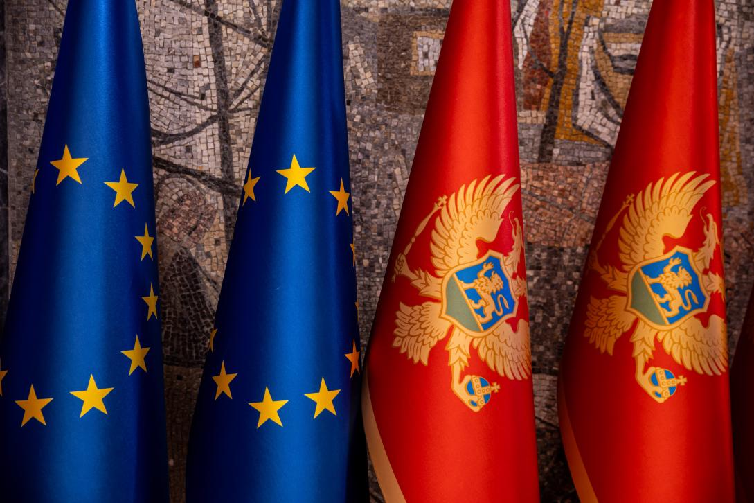 Flags of EU and Montenegro