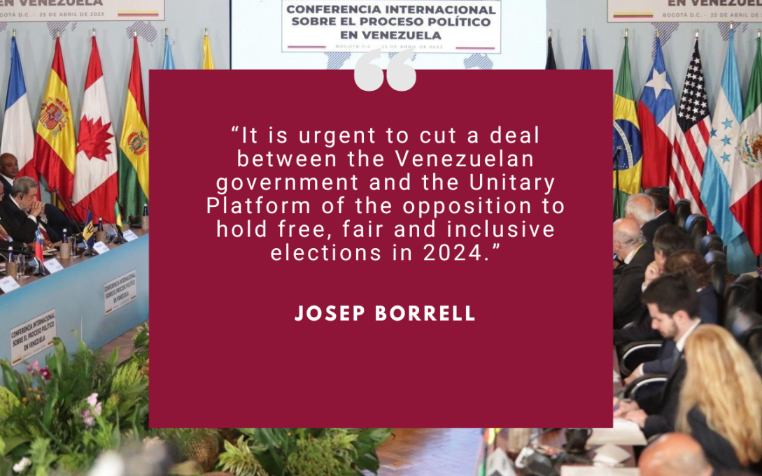 Pictoquote: “It is urgent to cut a deal between the Venezuelan government and the Unitary Platform of the opposition to hold free, fair and inclusive elections in 2024.” Josep Borrell