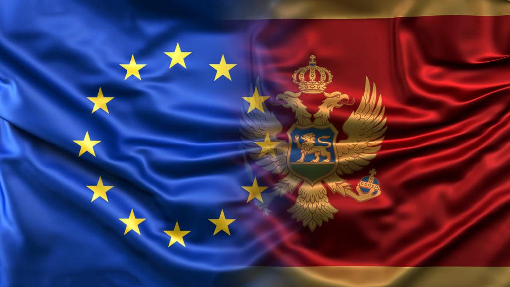 flags of EU and Montenegro