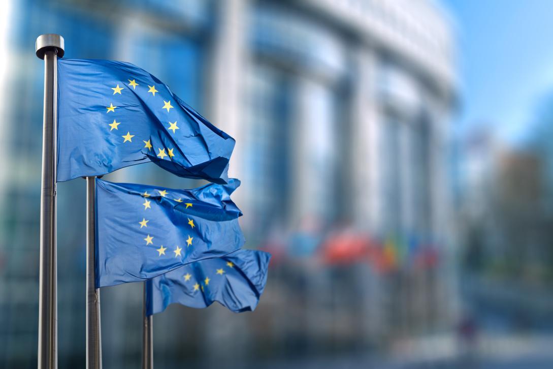 Picture of EU flags in the wind