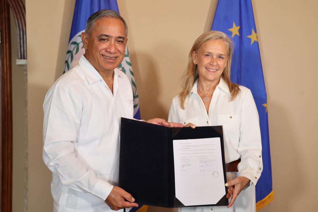 Prime Minister Hon. John Briceño and H.E. Marianne van Steen, Ambassador of the European Union (EU) to Belize