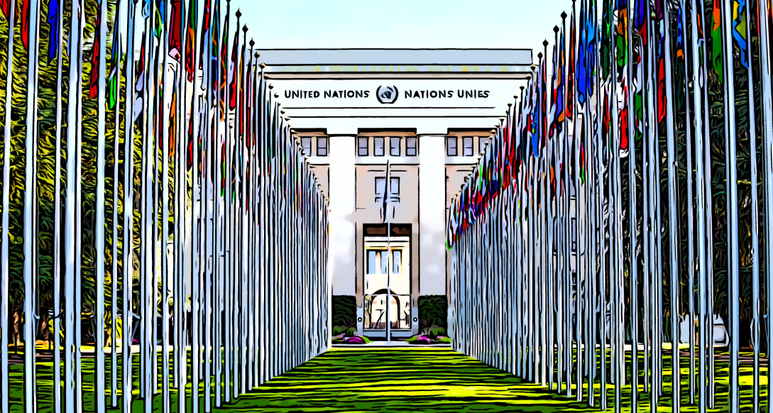 UN Palais Geneva cartoon